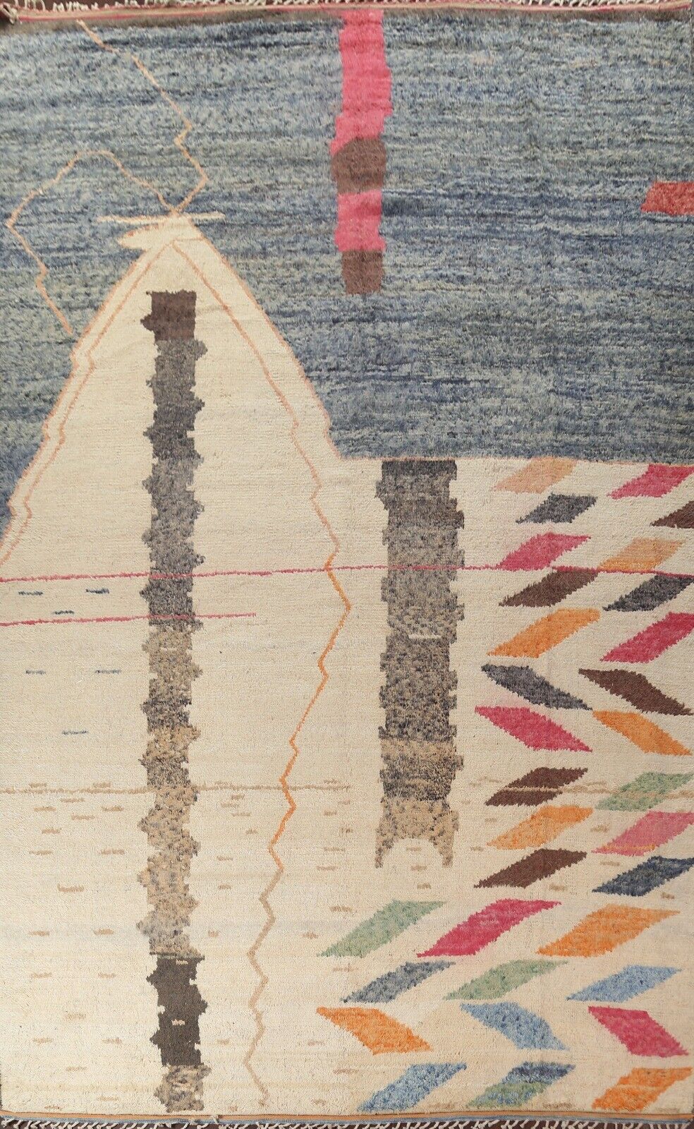 Geometric Moroccan Berber Oriental Area Rug Oversized Handmade Plush Wool 12'